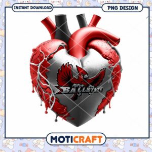 Bold Heart Design with Ball State Logo PNG Art