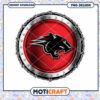 Bold Black Panther Logo on Red Background PNG Design