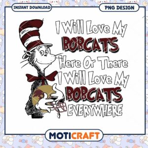 Bobcats Love Design for Football Fans PNG Download