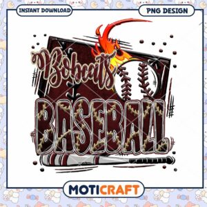 Bobcats Baseball PNG Design Instant Download Graphic