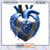 Blue Heart PNG Design with Panther Logo Downloadable Art