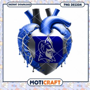 Blue Heart PNG Design for Duke University Fans