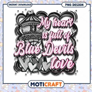 Blue Devils Love Heart PNG Instant Download Design