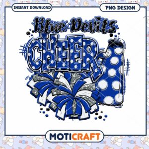 Blue Devils Cheer PNG Design for Instant Download Print