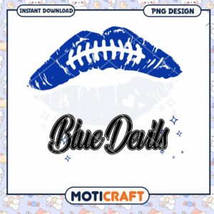 Blue Devils Football Kiss Lip PNG for Instant Download