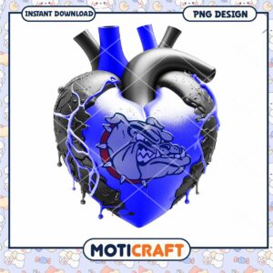 Blue and Black Bulldog Heart PNG Digital Download Design