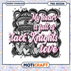 Black Knights Love Heart Design PNG Instant Download