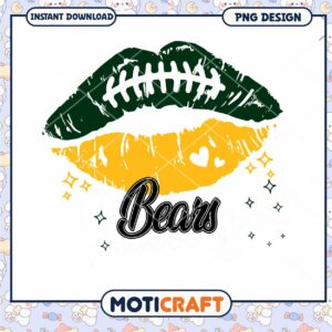 Bears Football Kiss Lip Art PNG Instant Download Design