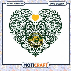 Baylor Bears Heart Design PNG Instant Download Art