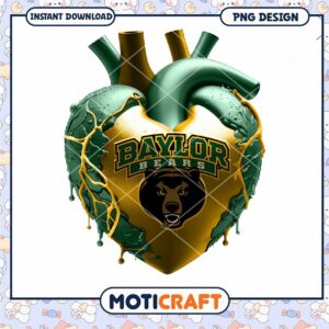 Baylor Bears Heart PNG Instant Download Design Artwork