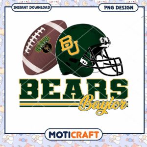 Baylor Bears Football Helmet PNG Design Instant Download