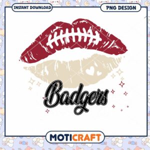 Badgers Kiss Football PNG Design for Instant Download