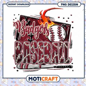 Badgers Baseball PNG Design for Instant Download