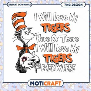 Auburn Tigers Love Cat Graphic PNG Instant Download Art