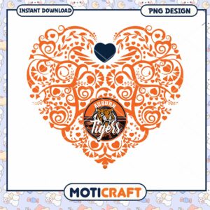 Auburn Tigers Heart PNG Design Instant Download Art