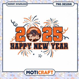 Auburn Tigers Happy New Year 2025 PNG Instant Download