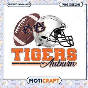 Auburn Tigers Football Helmet and Ball PNG Design