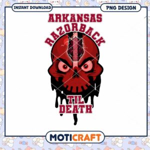 Arkansas Razorback Skull PNG Design Instant Download