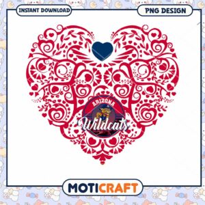Arizona Wildcats Heart Design PNG Instant Download Art