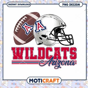 Arizona Wildcats Football Helmet and Ball PNG Design