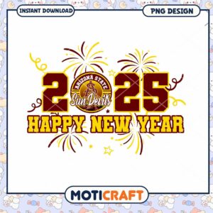Arizona State Sun Devils Happy New Year 2025 PNG Design