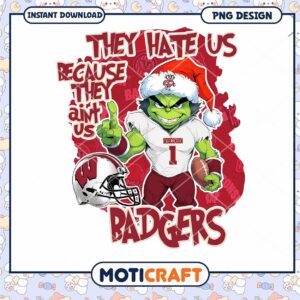 Wisconsin Badgers Grinch Football PNG Instant Download Design