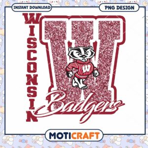 Wisconsin Badgers Glitter Logo PNG Instant Download Design