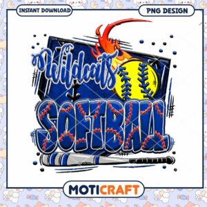 Wildcats Softball Team Logo PNG Instant Download Design