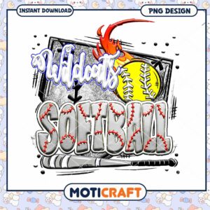 Wildcats Softball PNG Design for Instant Download Art