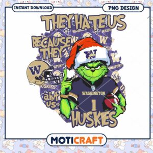 Washington Huskies Grinch Football PNG Design Download