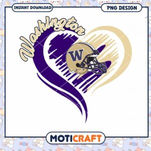 Washington Huskies Heart Football PNG Design Download