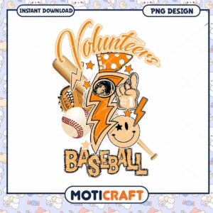Volunteer Baseball Design Cute PNG Instant Download