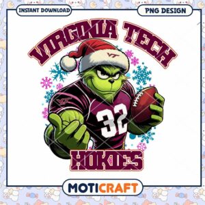 Virginia Tech Hokies Grinch Football PNG Design Download
