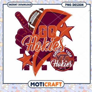 Virginia Tech Go Hokies Football PNG Instant Download Design