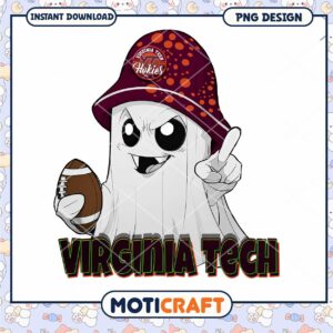 Virginia Tech Ghost PNG Football Design Instant Download