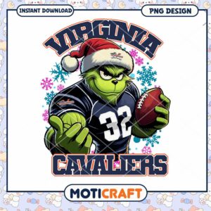 Virginia Cavaliers Grinch Football PNG Instant Download Design