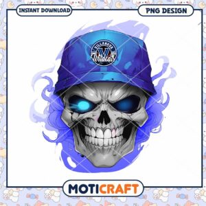 Villanova Wildcats Skull Hat PNG Graphic Download Art