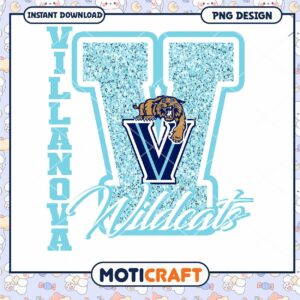 Villanova Wildcats Glitter V Logo PNG Digital Design