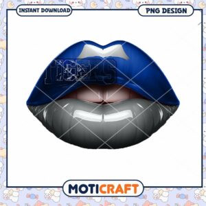 Vibrant Blue and Grey Lip PNG Design for Instant Download