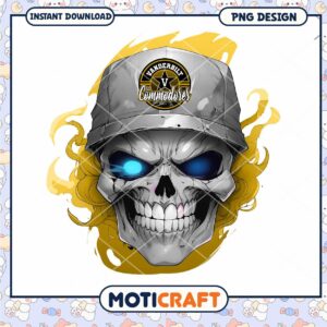 Vanderbilt Commodores Skull PNG Instant Download Design