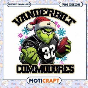 Vanderbilt Commodores Grinch Football PNG Design Download