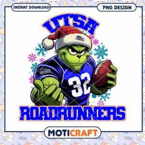 UTSA Roadrunners Grinch Football PNG Instant Download