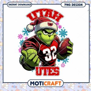 Utah Utes Grinch Football PNG Design for Download