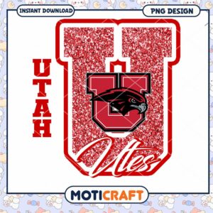 Utah Utes Glitter PNG Design for Instant Download