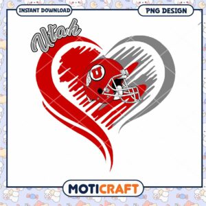 Utah Football Heart Design PNG Instant Download Art