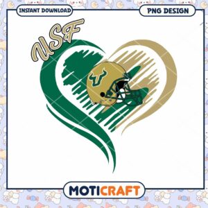 USF Football Heart Design PNG Instant Download Art