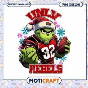 UNLV Rebels Grinch Football PNG Digital Download Design