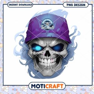 Unique Skull Design with Purple Hat for Tar Heels Fans