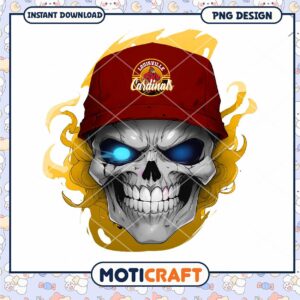 Unique Louisville Cardinals Skull PNG Design Instant Download