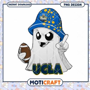 UCLA Ghost Character Holding Football PNG Design Download
